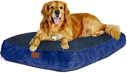 Голямо легло за кучета Floppy Dawg със сменяем калъф, който може да се пере в машина, и водоустойчива подложка. Класическа възглавница, набитая ортопедична смес от пяна с памет ефект. Създаден за големи кучета с тегло