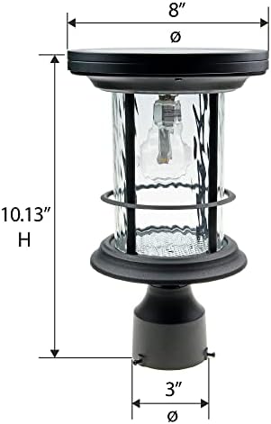 Лампа на слънчевата подкрепа Gama Sonic Silo от черен алуминий с прозрачни стъкла от дъжд, на 3 Варианта за външен монтаж, на 3 инча. Приспособлението за закрепване на фонарного стълб, плоски закрепване на стълб или