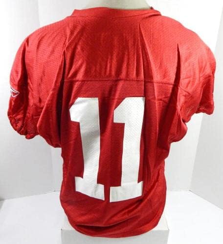 2009 San Francisco 49ers Alex Smith 11 Използван В играта Червена Тренировочная майк XL DP33925 - Използваните В играта тениски NFL без подпис