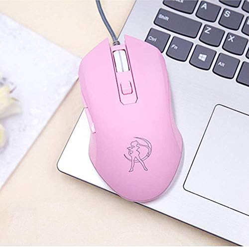 Детска мишката VIYOGO с тихо щракване, 7 Цвята Оптична мишка игри с подсветка, Ергономична Проводна USB с резолюция от 2400 dpi и 6 натиснете Бутона 4 Снимане за КОМПЮТЪР, лаптоп, настолен компютър Mac (Розова) (Обновена)