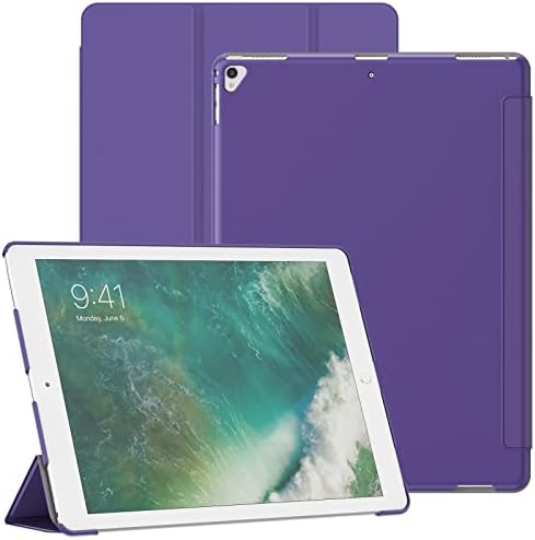 Калъф JETech за iPad Pro 12,9 инча (модел 2015/2017, 1-во /2-ро поколение), Защитно Твърда делото, Мека на Допир Поставка за таблета, Автоматично включване / изключване (лилаво)
