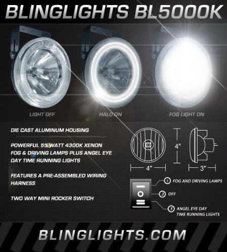 BL5000K Бял Halo Фарове за дълги Светлини Angel Eye Кръг Комплект Диаметър 4 инча