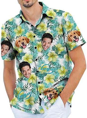 Изработена по поръчка Хавайска Риза с Лице, Персонални Цветни Ежедневни Ризи с Копчета за Мъже, Индивидуални Смешни Ризи с Ананас