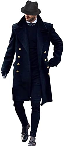 HSQIBAOER Есен Зима Green1 Европейско-Американското Мъжко палто със средна дължина за почивка Slim Fit И Универсална ветровка