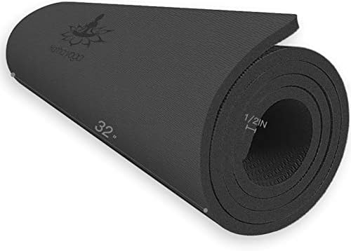 Много дебело килимче за йога от ТПЭ Хатха йога - 72 x 32 с дебелина 1/2 - Екологично чисти, сертифицирани SGS - С висока плътност, предотвращающей разликата, за тренировки в