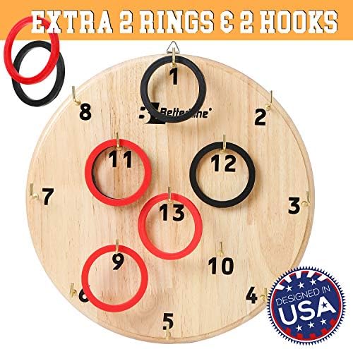 BETTERLINE Hook and Ring Toss Game - Забавна и вълнуваща игра за възрастни и деца, със стаи - 11,8-инчов (30 см) на дъска, на по-Безопасно, отколкото дартс е Игра за партита и семейството