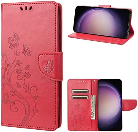 Флип-надолу капачката Mavis's Дневник, Съвместима с Samsung Galaxy S23 Plus, една Чанта-портфейл с държач за карти, поставка за телефон от Мека Тисненой на кожата, Магнитен калъф-?
