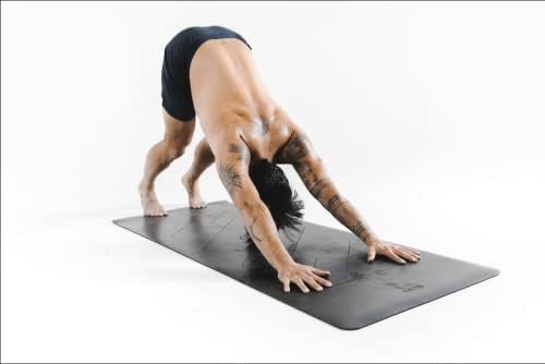 Выравнивающий килимче за йога Bluu със система за изравняване на Bluu - Отлично сцепление - Противоскользящий килимче за йога - Естествен каучук - килимче за йога с дебелина 6 мм - Синьо, черно, сиво - Вегетариански