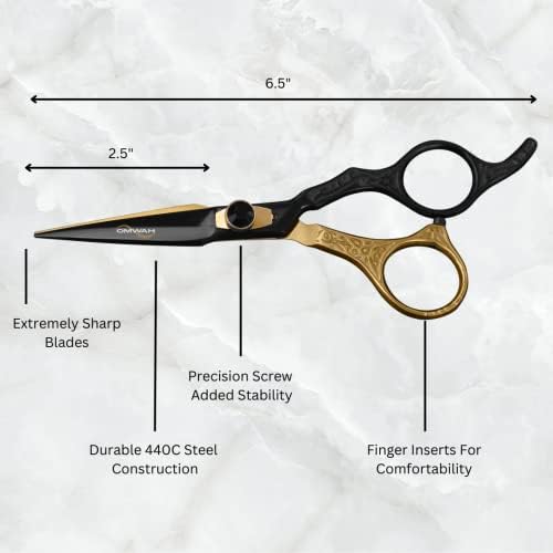OMWAH - Професионални Ножици за подстригване на коса 6,5 , направени от японска стомана Премиум-клас 440c, за фризьори и салони за Прекомерна Острота... (Ножици за коса)