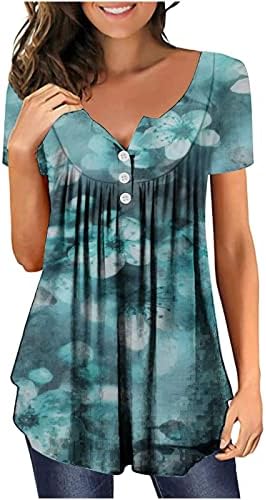 Есенно-Лятна Блуза-Тениска за Момичета с Къс ръкав 2023, Деколте Лодка, Памучен суитчър на Копчета с Цветен Модел, Плиссированная Тениска