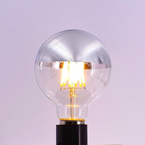 Половината Хром Led лампа с нажежаема жичка G25/G80 с мощност 6 Вата, Със Сребърен връх, на Основата на E26, Мек Топъл бял 2700 К, Еквивалент на 60 W, 110-120 В променлив ток, с регулируема яркост (6)