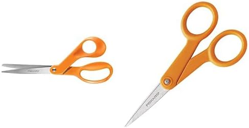 Ножици с оригинална дръжка Fiskars, 8 инча, За ръкоделието, За рязане на хартия, За различни повърхности, Оранжево и 94817797 Ножици с микроострием, 5 инча, Оранжево