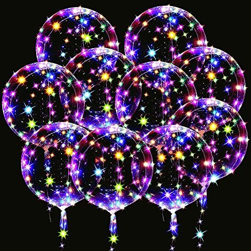 С led подсветка Bobo Balloons 10 бр., 20 Инча(а) Прозрачни балони 15 бр. за Резервоар с Хелий за Балони Дома, Светещи балони за Коледа, Сватба, Рожден Ден, Украса за парти на Хелоуин