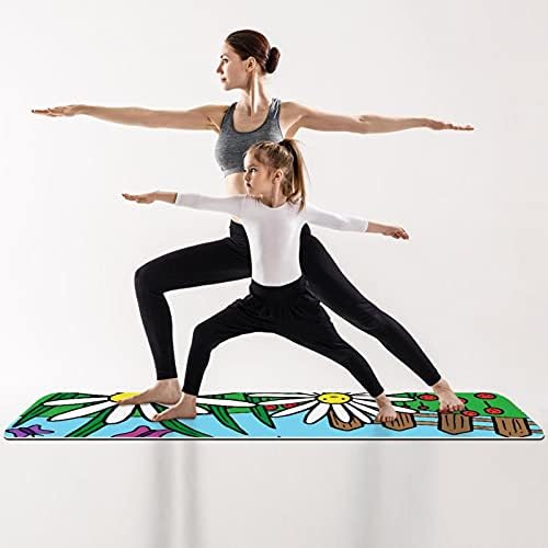 Дебел нескользящий постелката за йога и фитнес 1/4 цветен принтом под формата на градина за практикуване на Йога, Пилатес и фитнес на пода (61x183 см)
