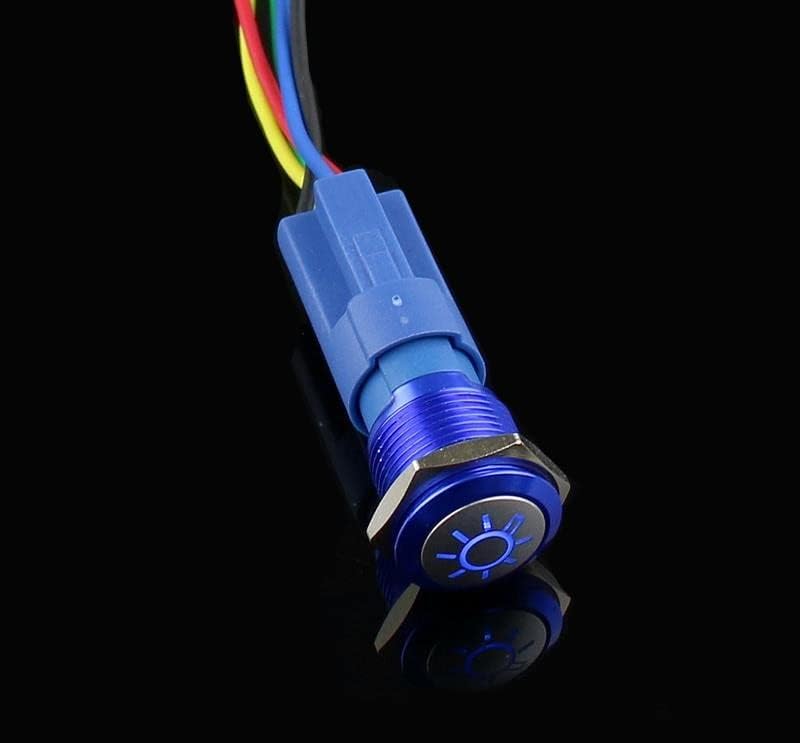 2018 16 мм и метален бутон превключвател Символ осветление led С фиксиране, незабавен самосброс 1NO 1NC - (Цвят: синьо-напрежение: 220 v, Размер: самостоятелно блокиране)
