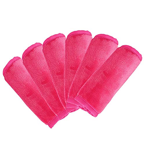 6 Опаковки кърпички за отстраняване на грим, чисти Кърпи, за Многократна употреба за ежедневна употреба, Почистване на кърпа от Микрофибър за лице, подходящ за чувствителна кожа (16x8 инча, розово-червено)