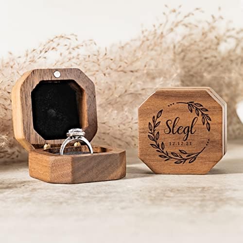 Индивидуални дървени кутии за пръстени KEMEILA, Персонални осмоъгълен Кутии за пръстени, Кутии за годежни пръстени, кутии за демонстрация на бижута, Кутии за пръстени за сватбената церемония, кутии подарък за рождения