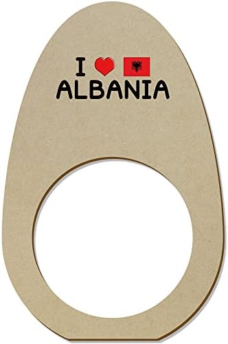 5 дървени Пръстени/Притежателите за салфетки Аз обичам Албания (NR00051797)
