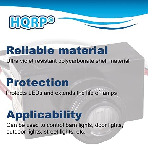 HQRP 2-комплектен фотоэлементный термичен сензор за осветление тип от здрач до зори с кабелен ключа Фотоэлектрического за управление на външно осветление, гаражни светлини, осветление на бараката, улични лампи и т.н.
