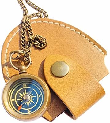 Морска хижа Уверено вървете в посоката на мечтите си, на слогане е гравиран Медальон, Компас с надпис, джобен подарък компас, Навигационен Ориентир за разходки с кожен калъф за носене.