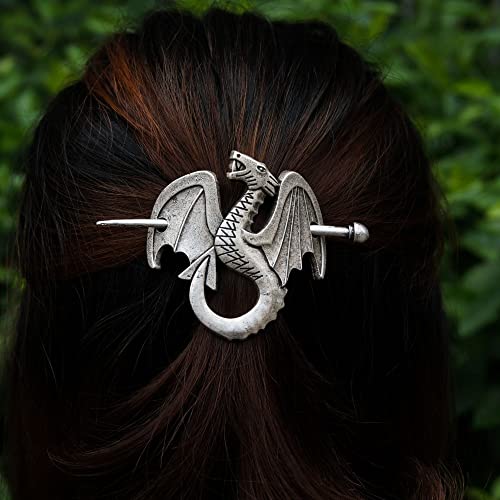 Реколта метални фиби в средновековен стил, викканская шнола за коса на викингите, шнола за коса (дракон 1)