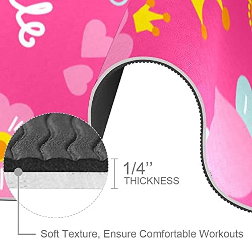 Siebzeh Yelloe Princess Stars Розово-Дебела подложка за йога Премиум-клас, в екологично Чист Гумена подложка за здраве и фитнес, нескользящий мат за всички видове упражнения, йога и пилатес (72 x 24x 6 мм)