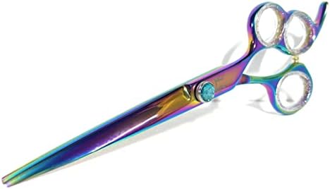 Ножици Fanatic Pro серията Rainbow Titanium с 3 дупки, професионални ножици за коса, двойни дупки за пръсти осигуряват правилното позициониране и изравняване на пръстите (7.0 инча)