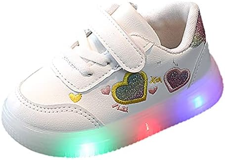 Детски обувки с led подсветка, Ежедневни детски обувки, спортни обувки за момичета, Детски спортни обувки с мека подметка, Лятна обувки за малки момичета (бяла, 2-2,5 години)