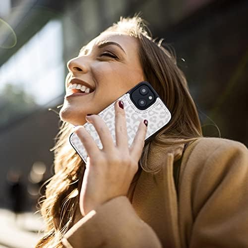 HAOPINSH за iPhone 13 Чанта-Портфейл с държач за карти с изображение на бял Леопарди и Гепарди, Калъф-Книжка с панти капак от Изкуствена кожа, Поставка за карти, Калъф за жени и Момичета, Двойна Магнитна закопчалка,
