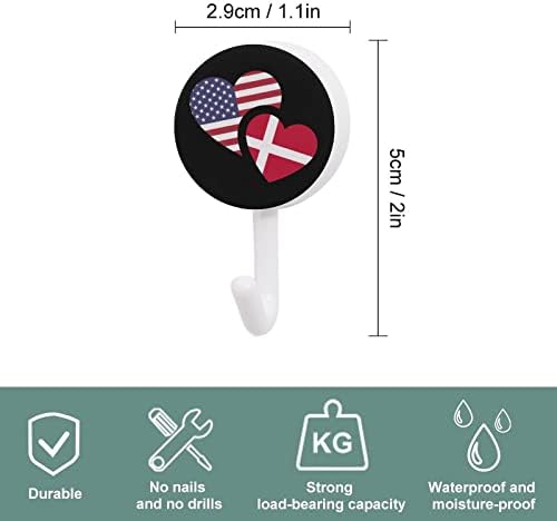 Дания Флаг на САЩ Кръгли Пластмасови Куки за Многократна употреба Лепило Куки, Окачени на Стената Куки за Кухня, Баня-10 X