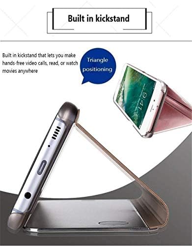 LEMAXELERS е Съвместим с iPhone 12 Mini Case Огледален дизайн Clear View Flip Ультратонкая Защитната обвивка със стойка Защитен калъф е Съвместим с iPhone 12 Mini 5,4 Мирър ПУ ПУ Лилаво