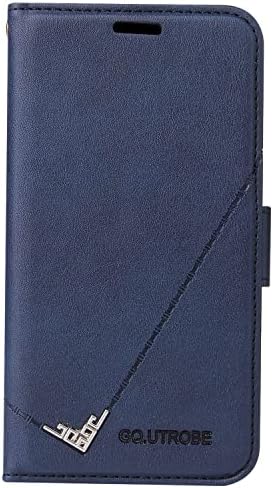 Чанта-портфейл XYX за Samsung A21, Панти калъф-награда от изкуствена кожа с модел под прав ъгъл и отделения за карти с поставка за Galaxy A21, синьо