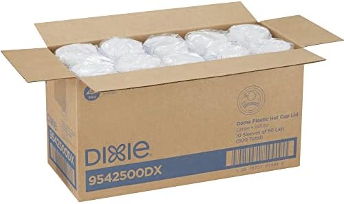 DIXIE 9542500DXPK С Купольными капаци За напитки, Картонени Чаши за топла 10, 12 и 16 унции, бял, 50 бр./опаковане.