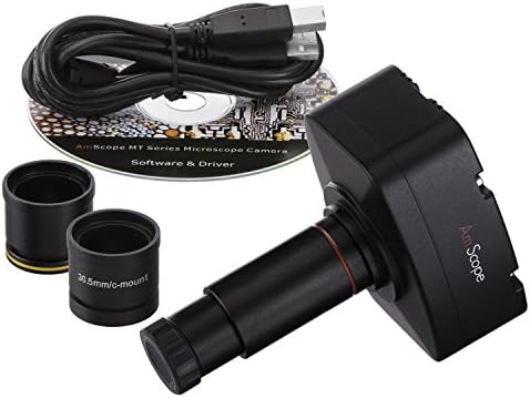 Цифров професионален тринокулярный стереоскопичен увеличение на микроскопа AmScope SM-4TZ-144-MT, окуляры WH10x, 3,5-90-кратно увеличение, 0,7-4,5-кратно оптично увеличение, led околовръстен лампа 144 лампи, подпора